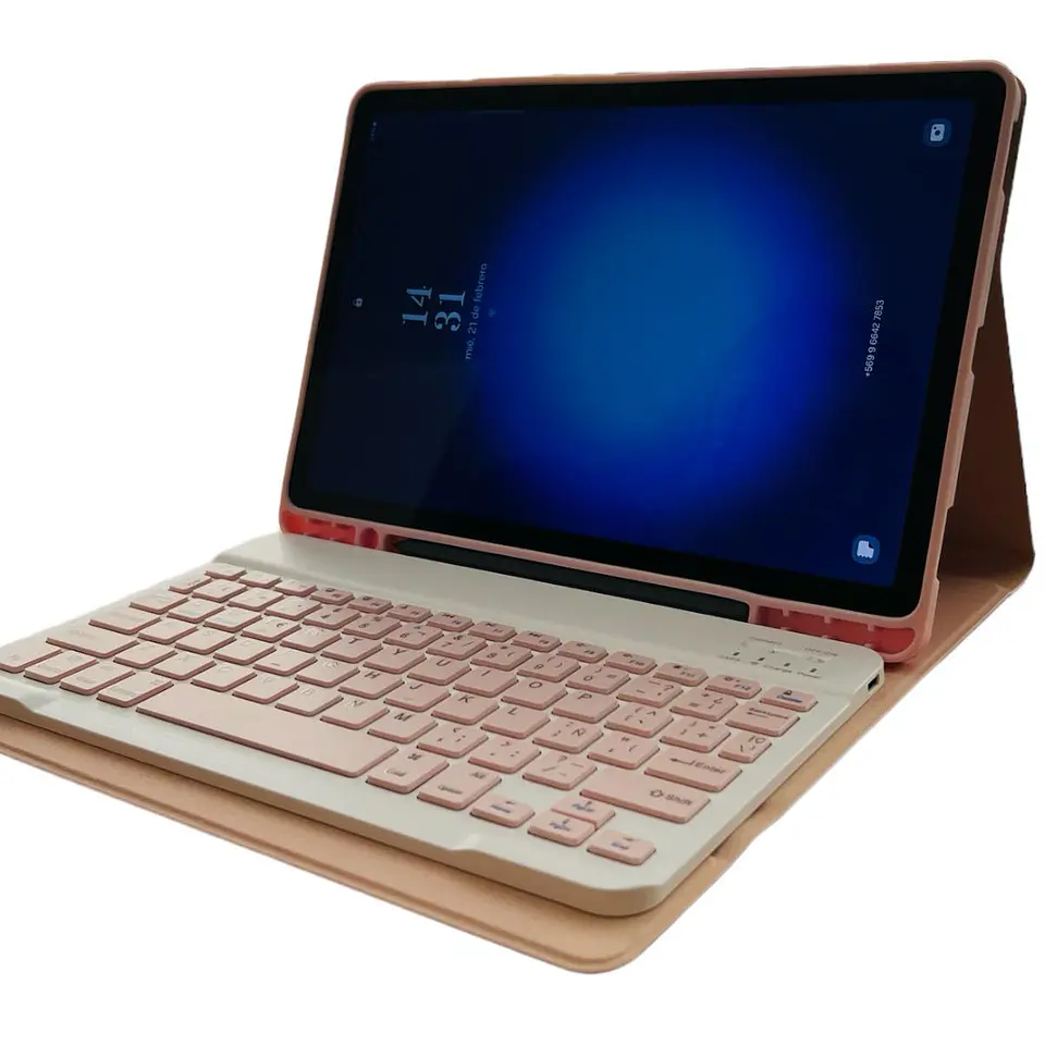 Funda Con Teclado Rosado Para Samsung S10 Lite Español 3