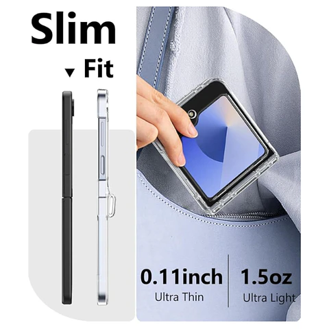 Carcasa Para Samsung Z Flip 7 FE Transparente Con Bisagra