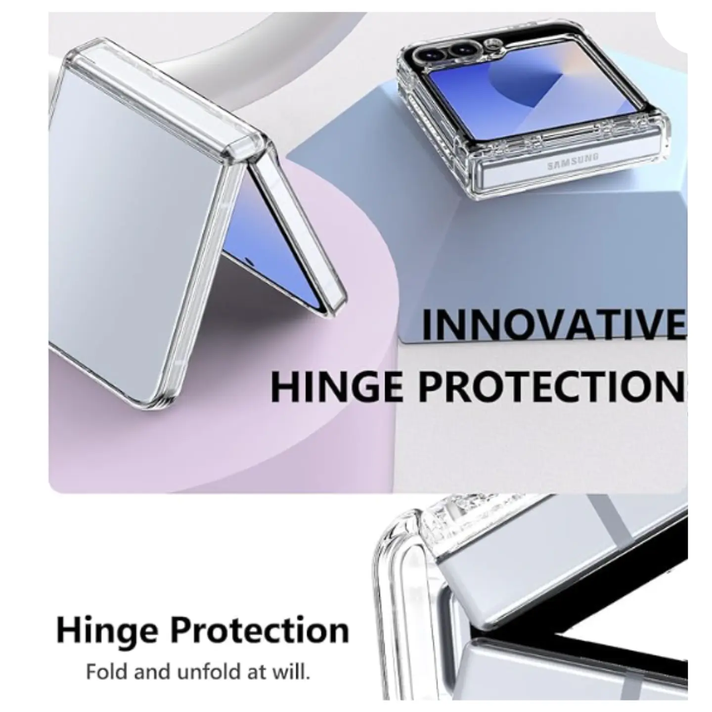 Carcasa Para Samsung Z Flip 7 FE Transparente Con Bisagra 4