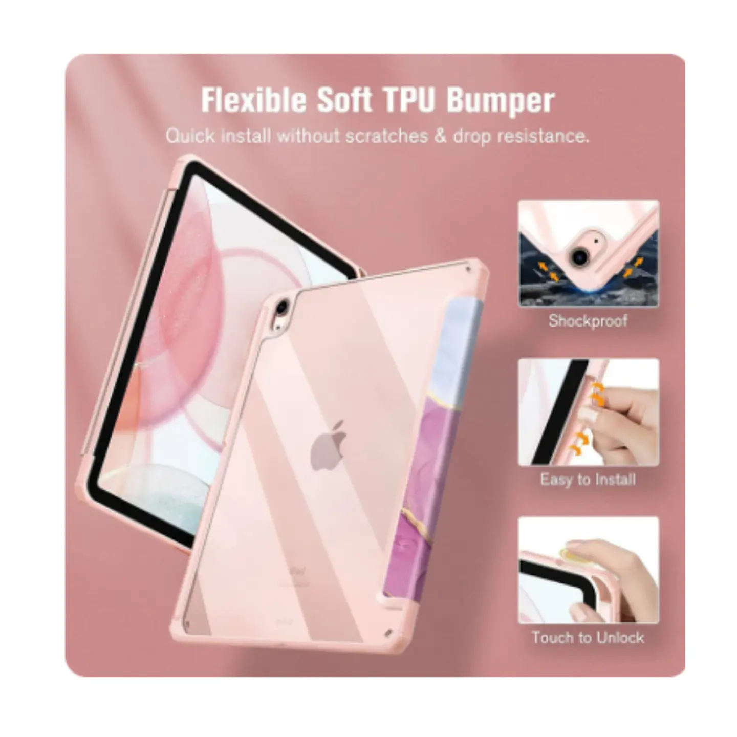 Funda Smart Cover Clear Mármol Para iPad 10ma 10.9 Colores 6