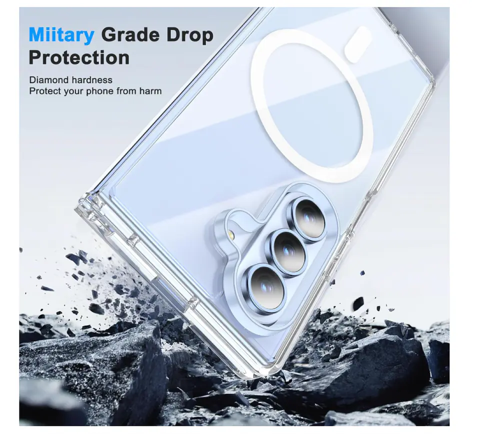 Carcasa Para Samsung Z Fold 7 Transparente MagSafe 5