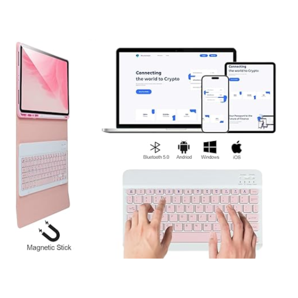 Funda Con Teclado Rosado Para iPad Pro 11 M5 2025 Español