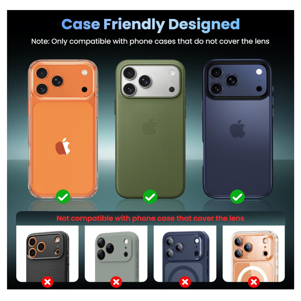 Protector de cámara para iPhone 17 Pro Max Transparente