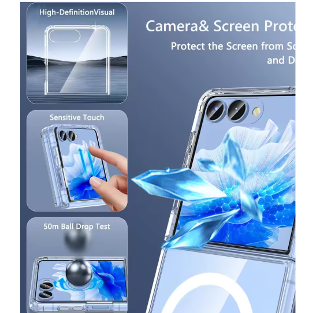 Carcasa Para Samsung Z Flip 7 Transparente MagSafe