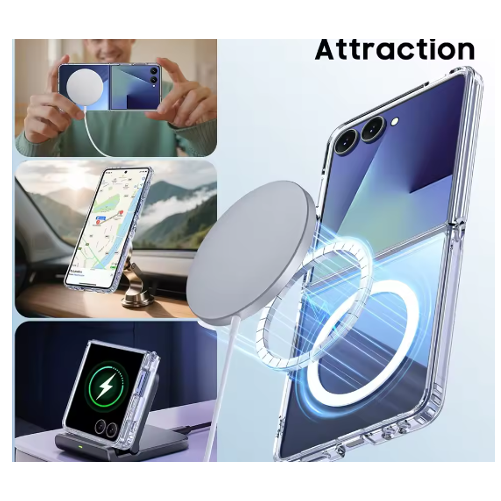 Carcasa Para Samsung Z Flip 7 Transparente MagSafe