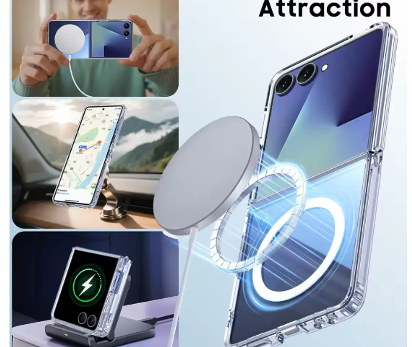 Carcasa Para Samsung Z Flip 7 Transparente MagSafe 5