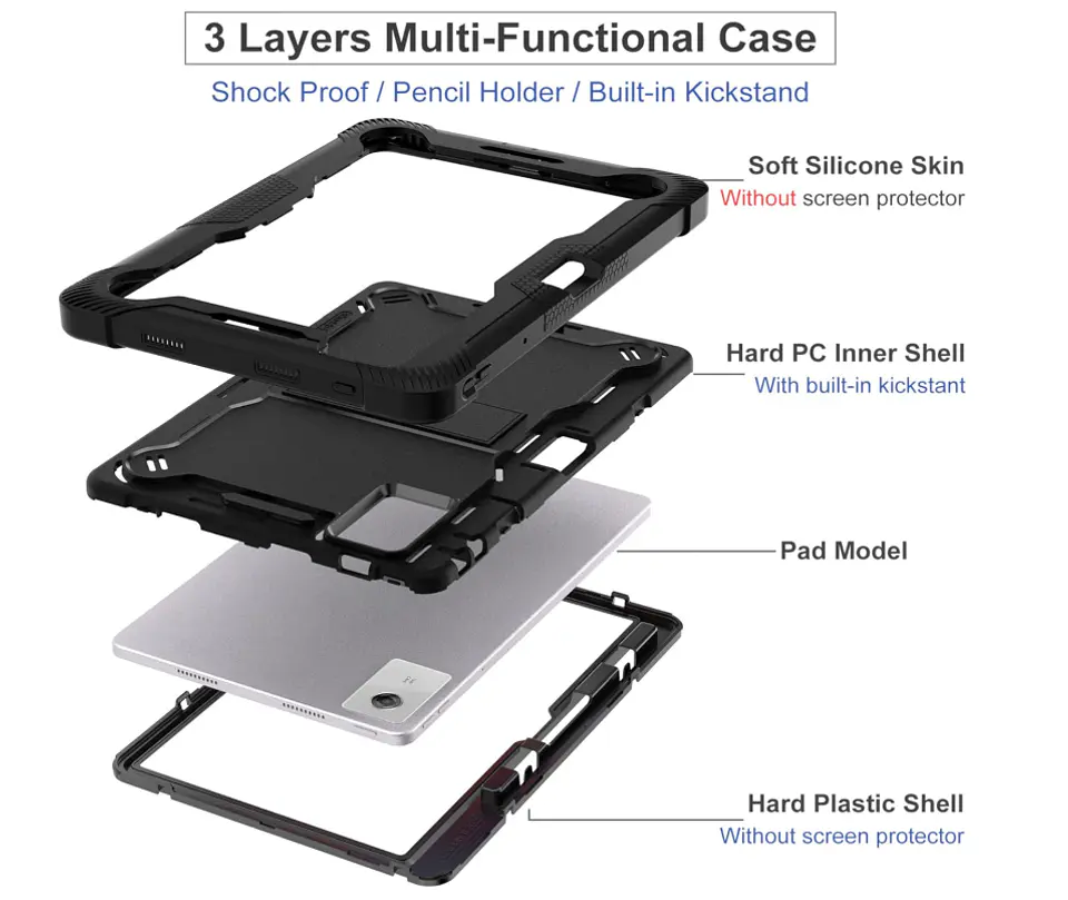 Funda Carcasa Antigolpes 360 Para Tablet Idea Tab Plus 12.1 5