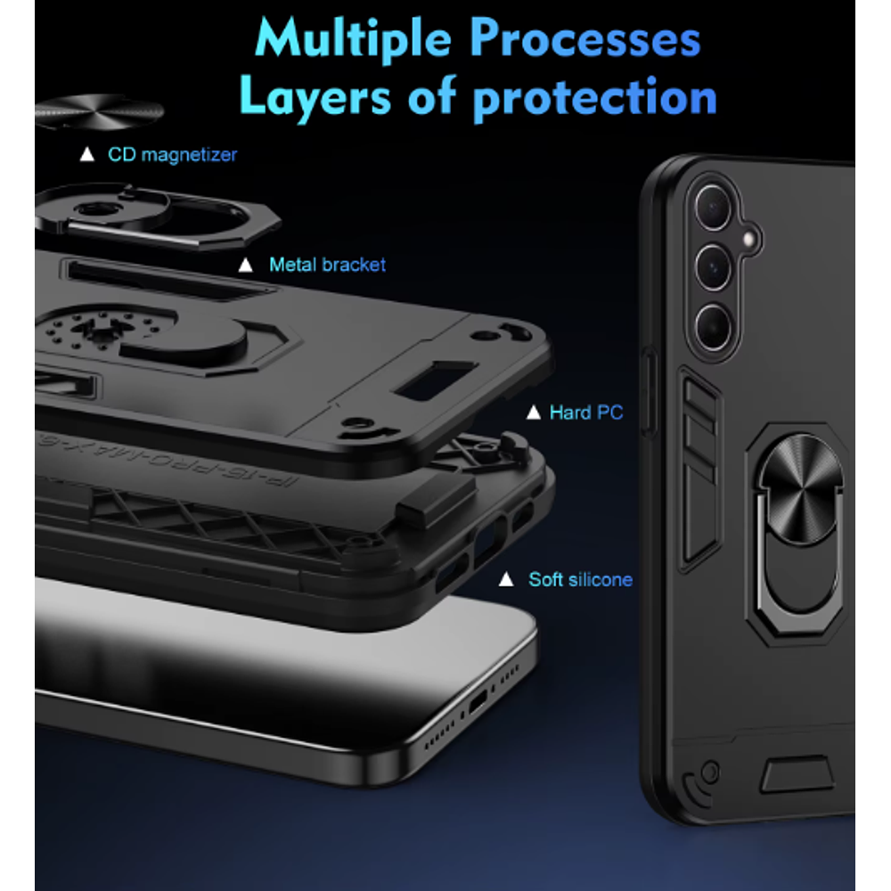 Carcasa Para Samsung A06 5g Anillo Giratorio Negro