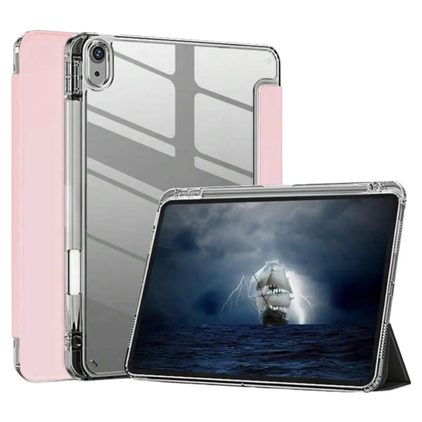 Carcasa Smart Cover Clear Para iPad Air 11 M4 2026 Rosado 4