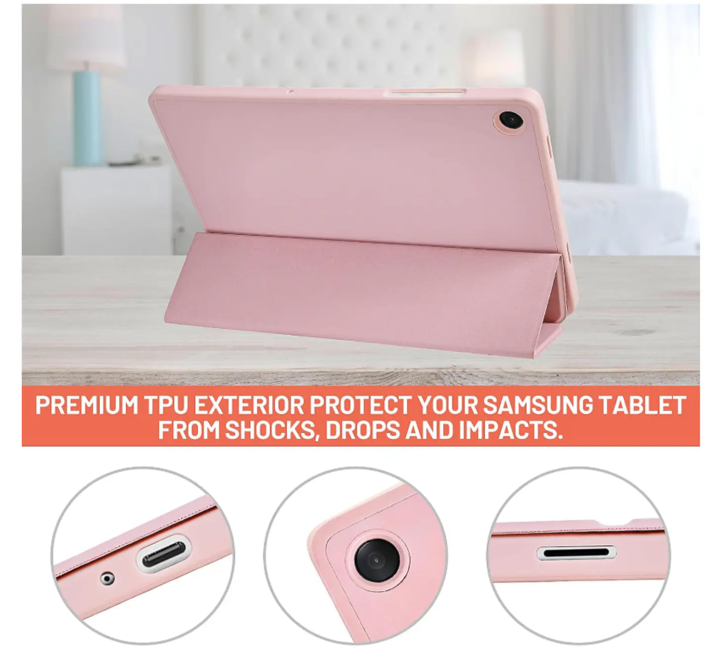 Funda Con Ranura Smartcover Para Tablet Samsung A11+ Rosa 5
