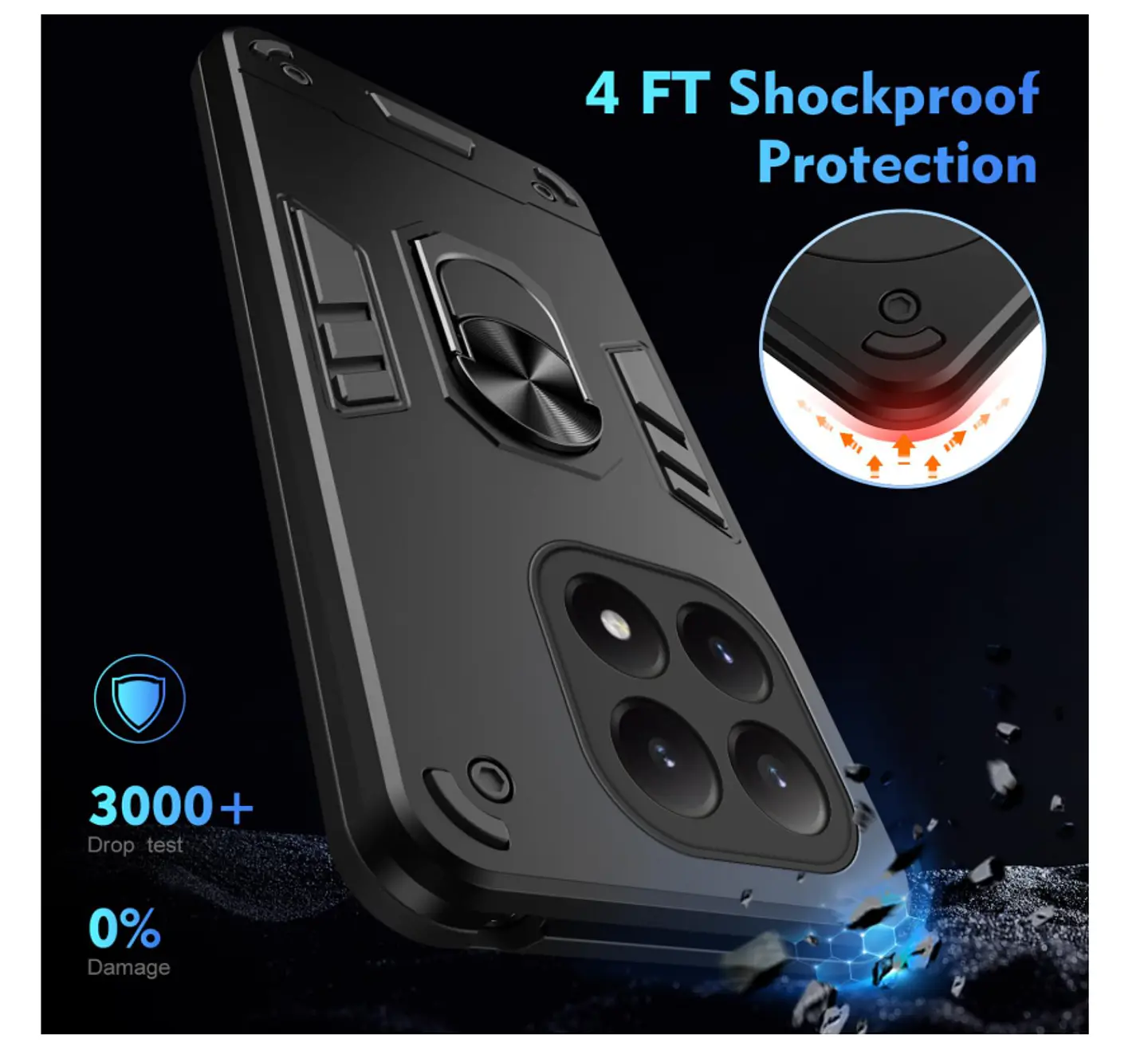 Carcasa Para Honor Magic7 Lite Anti Golpes Anillo Negro 4
