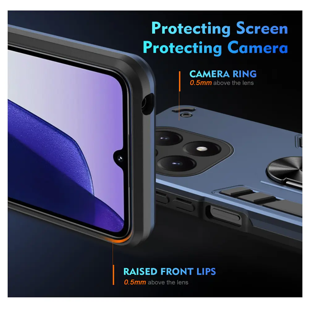 Carcasa Para Honor Magic7 Lite Anti Golpes Anillo Azul