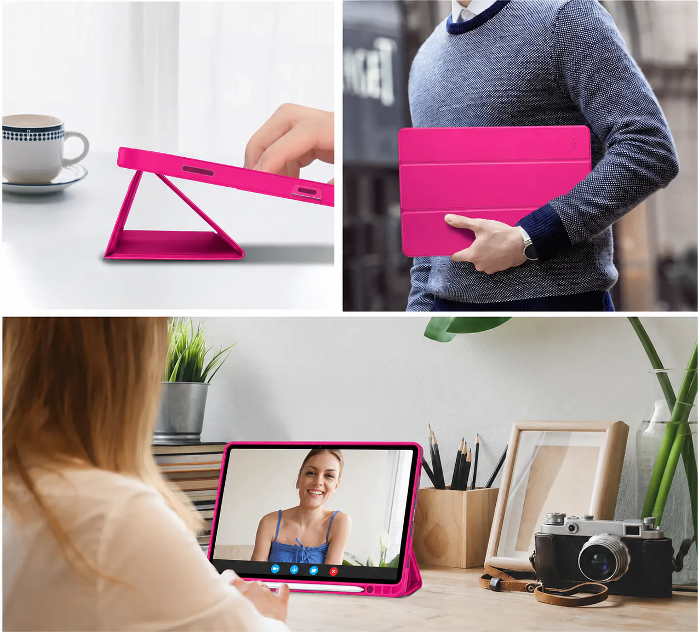 Carcasa Smart Cover Ranura Para Tablet Samsung S11 11 Fucsia 2