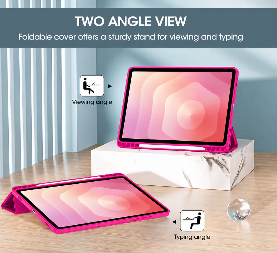 Carcasa Smart Cover Ranura Para Tablet Samsung S11 11 Fucsia 3