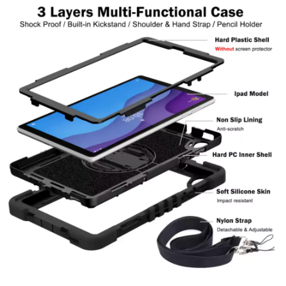 Funda Carcasa Antigolpes 360 Para iPad Air 11 M3 Con Correa