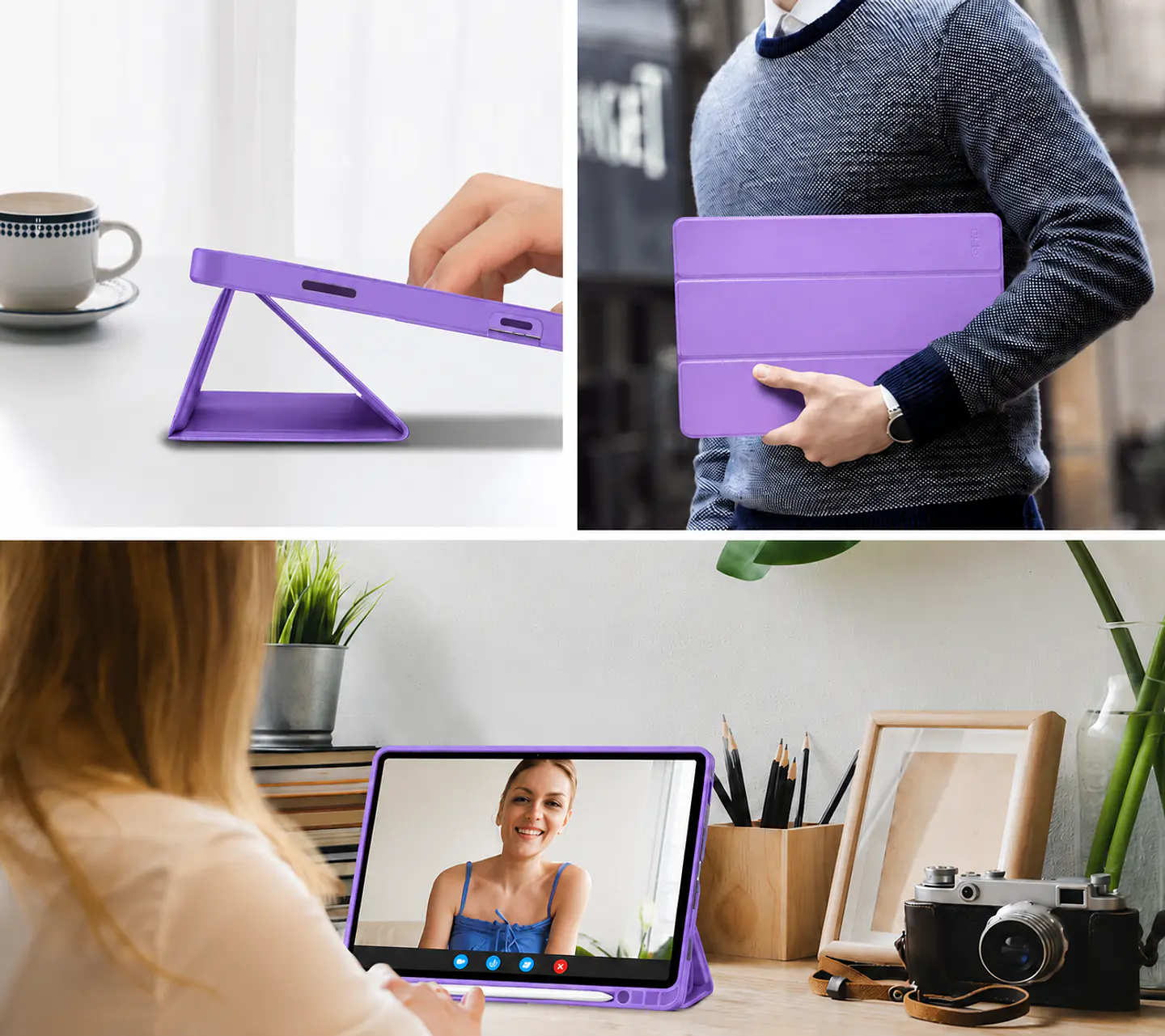 Carcasa Smart Cover Ranura Para Tablet Idea Tab 11 Lila 2