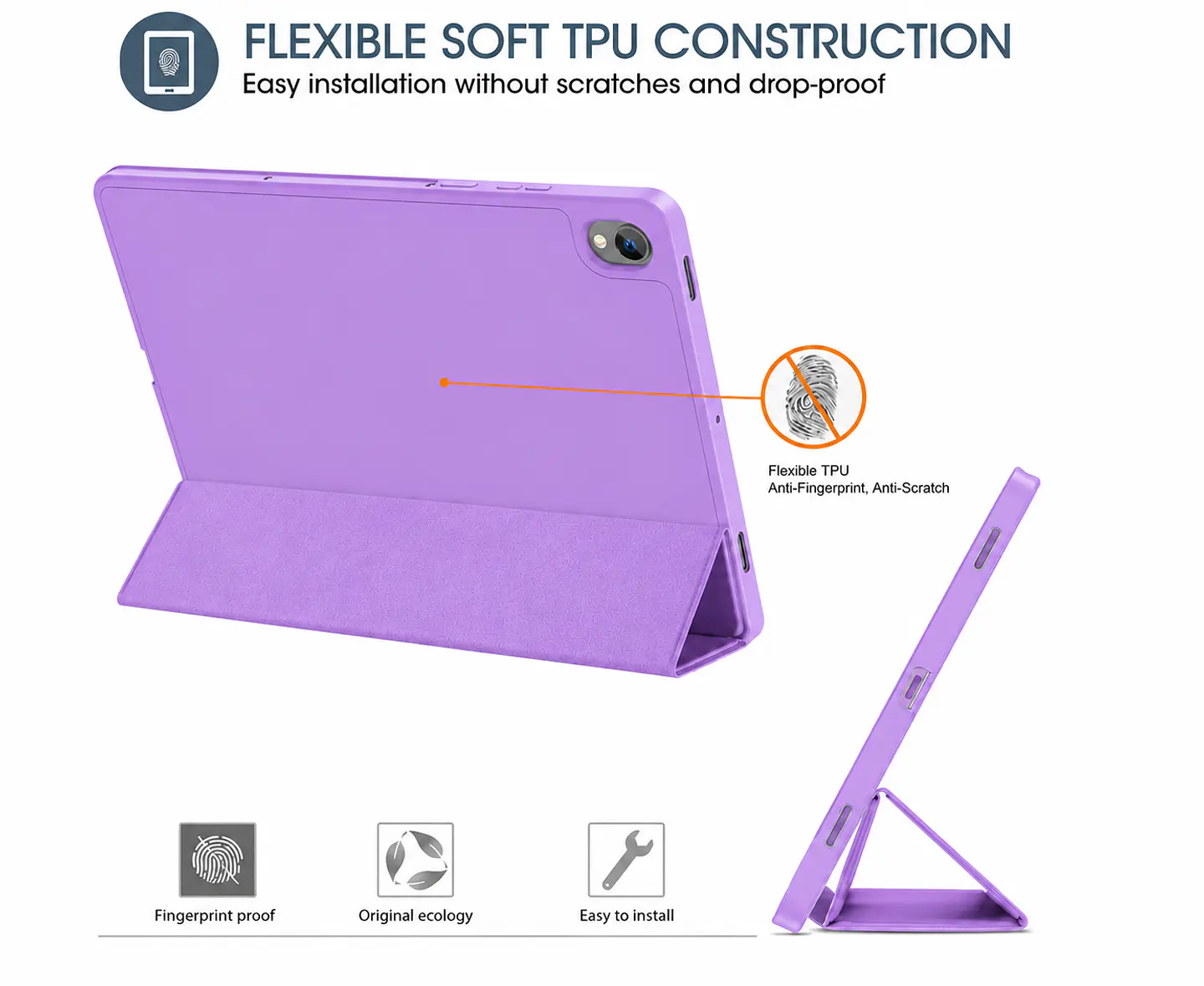 Carcasa Smart Cover Ranura Para Tablet Idea Tab 11 Lila 4