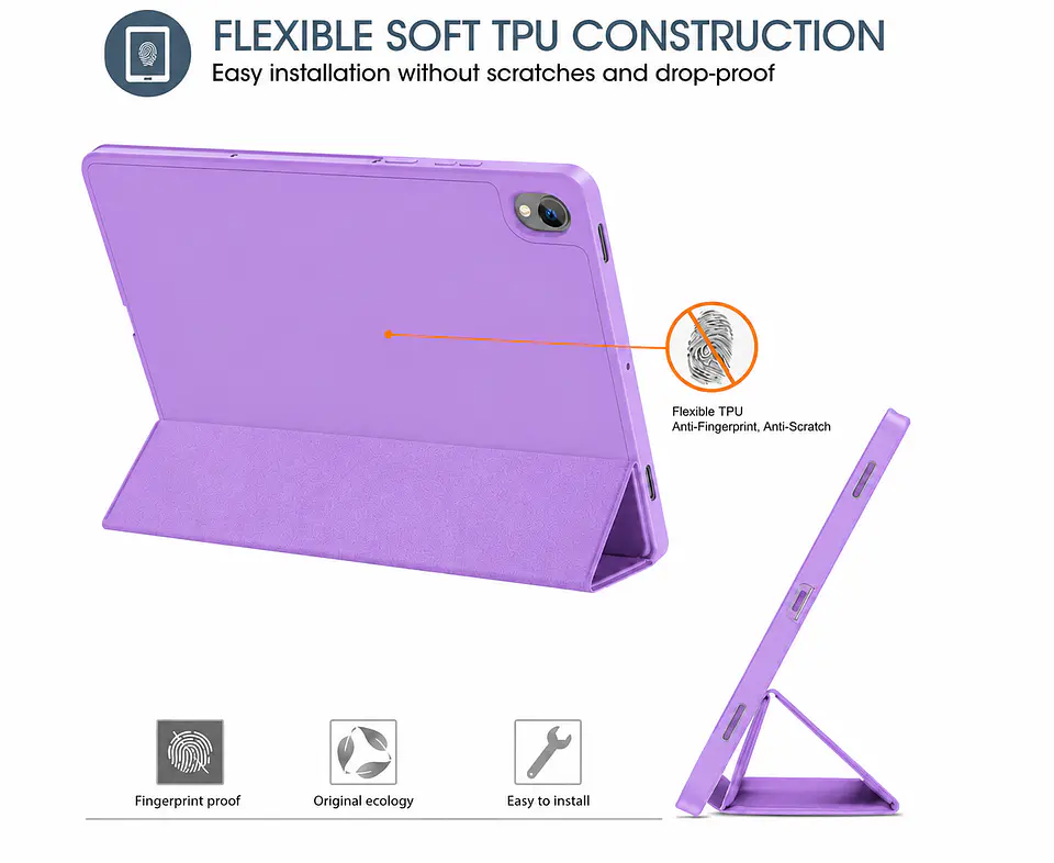 Carcasa Smart Cover Ranura Para Tablet Lenovo K11 11 Lila 4