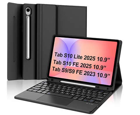 Funda Con Teclado Touchpad Negro Para Tablet S10 Lite
