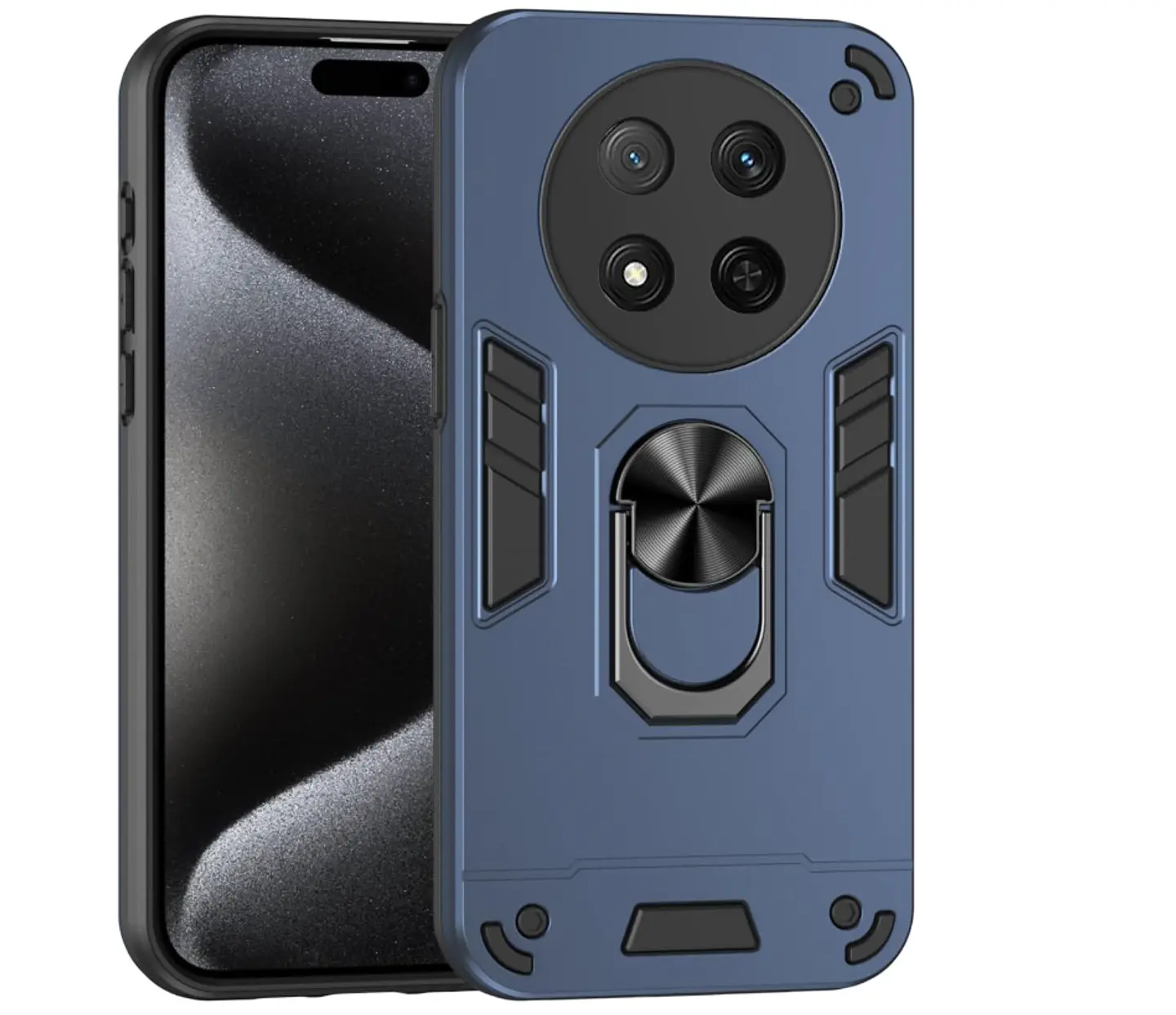 Carcasa Para Honor Magic8 Lite Anti Golpes Anillo Azul 1