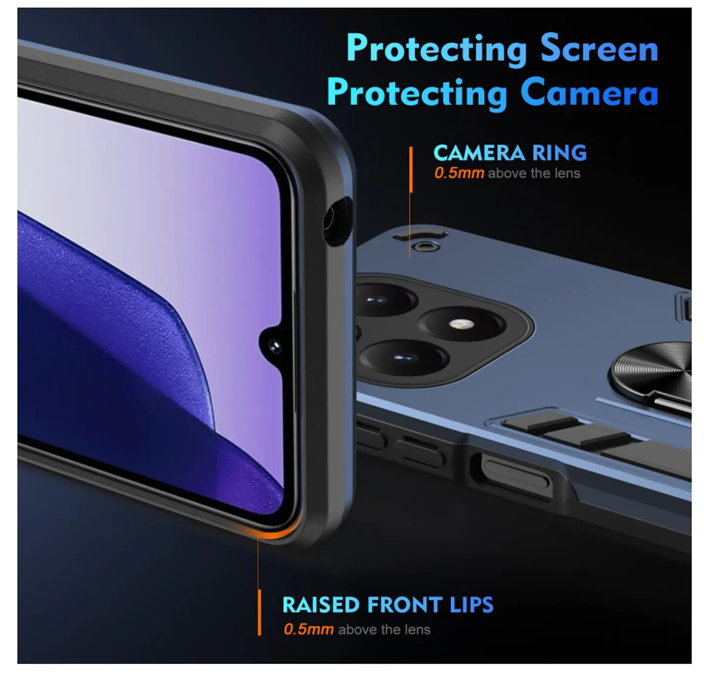Carcasa Para Honor Magic8 Lite Anti Golpes Anillo Azul 4