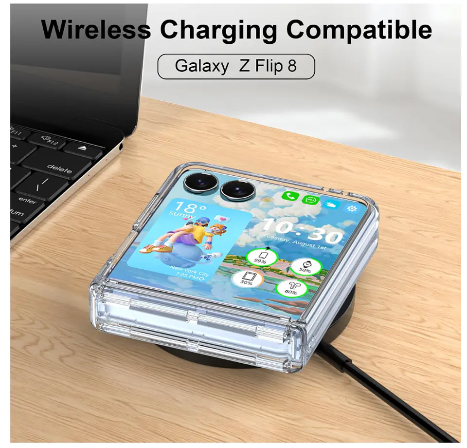 Carcasa Para Samsung Z Flip 8 Transparente Con Bisagra 5