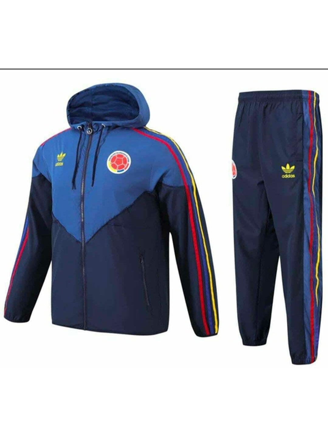 CONJUNTO DE PRESENTACION CON CAPOTA IMPERMEABLE COLOMBIA 2026 AZ/RJ/AM 1