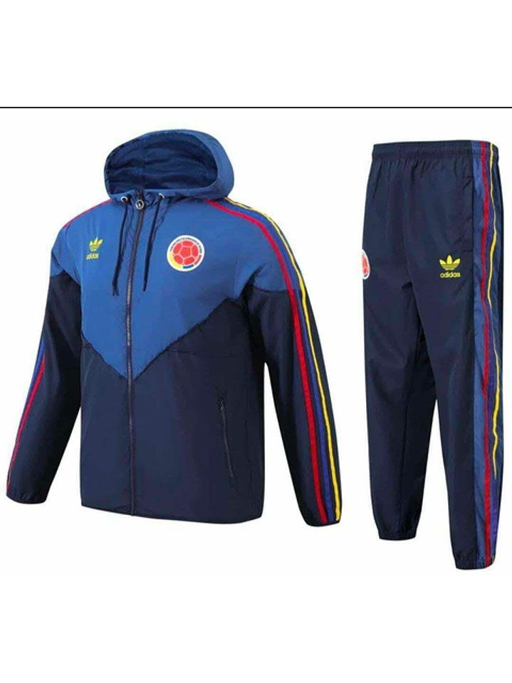 CONJUNTO DE PRESENTACION CON CAPOTA IMPERMEABLE COLOMBIA 2026 AZ/RJ/AM 1