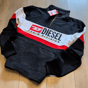 BUZO SIN CAPOTA DIESEL NEGRO CON BLANCO