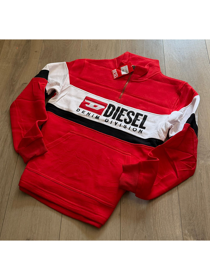 BUZO SIN CAPOTA DIESEL ROJO Y BLANCO 1