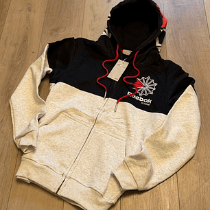 BUZO REEBOK NEGRO Y GRIS