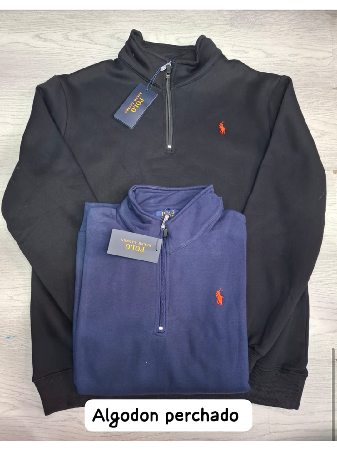 BUZO SIN CAPOTA POLO RL EN NEGRO Y AZUL 1