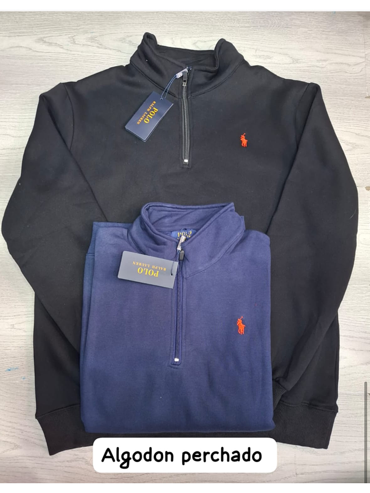 BUZO SIN CAPOTA POLO RL EN NEGRO Y AZUL 1