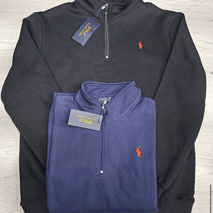 BUZO SIN CAPOTA POLO RL EN NEGRO Y AZUL