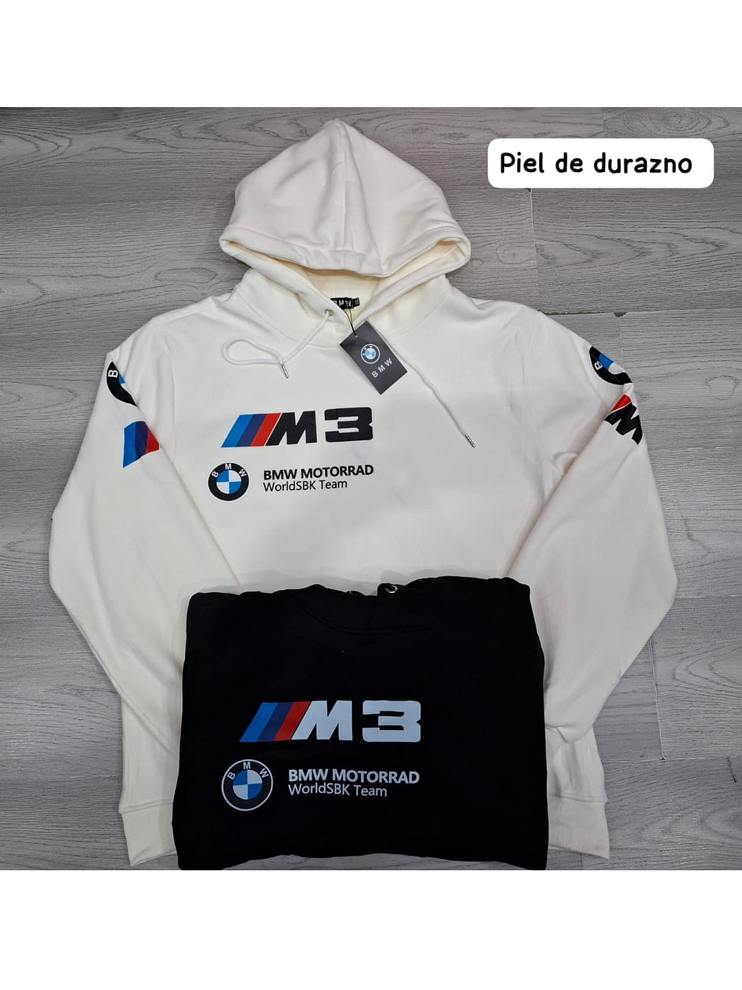 BUZO ESCUDERIAS PIEL DE DURAZNO NEGRO Y BLANCO  1