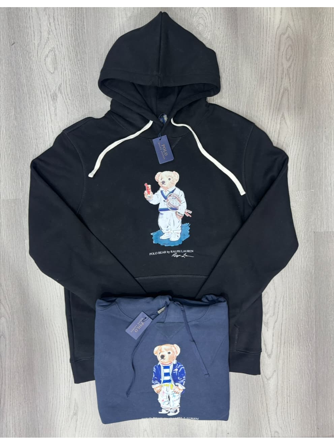 BUZO POLO RL NEGRO Y AZUL CON LOGO 1