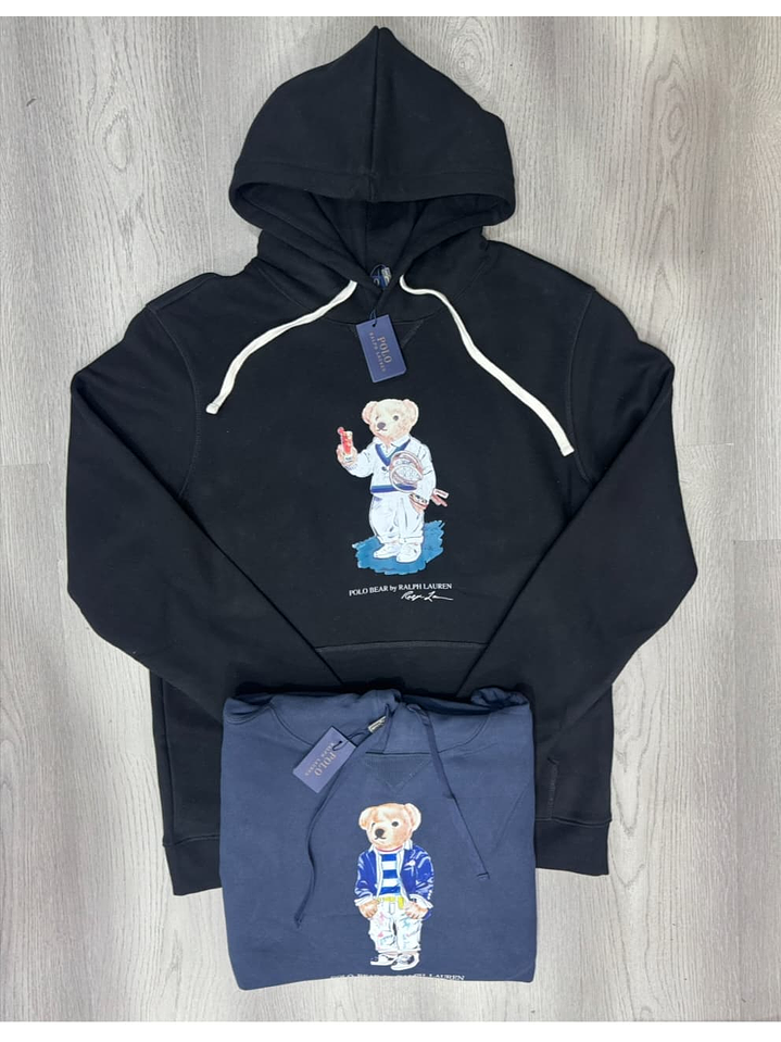 BUZO POLO RL NEGRO Y AZUL CON LOGO 1