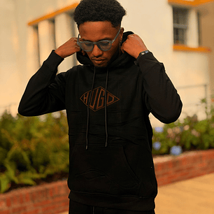 SUDADERA HUGO BOSS NEGRA CON LOGO CAFE