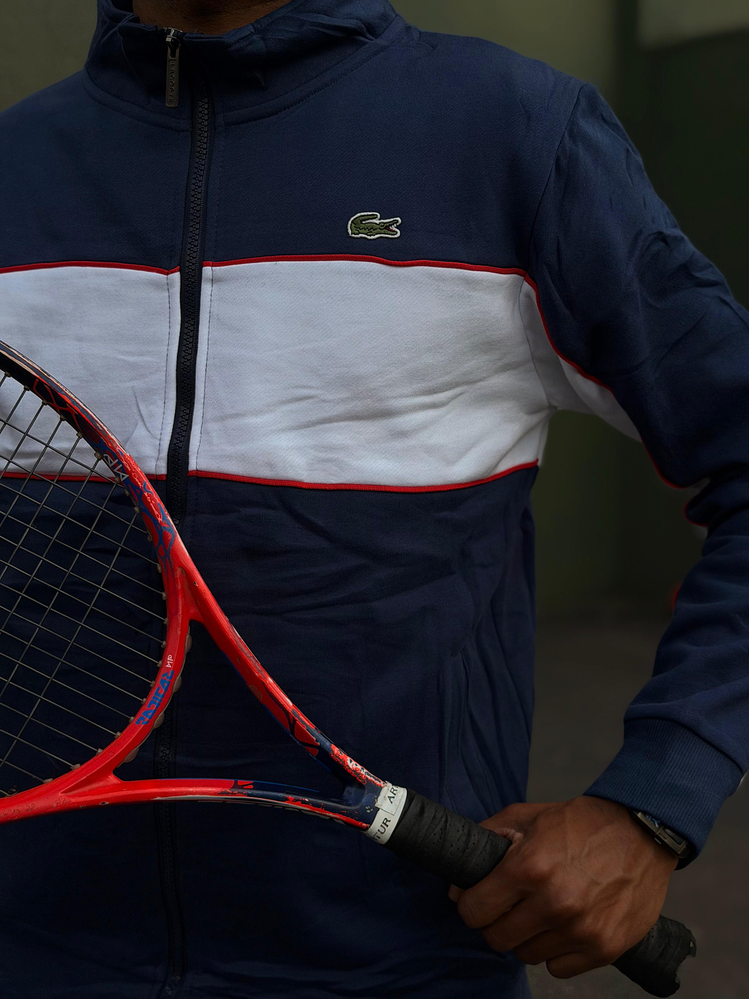 SUDADERA LACOSTE AZUL CON BLANCO 3