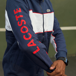 SUDADERA LACOSTE AZUL CON BLANCO