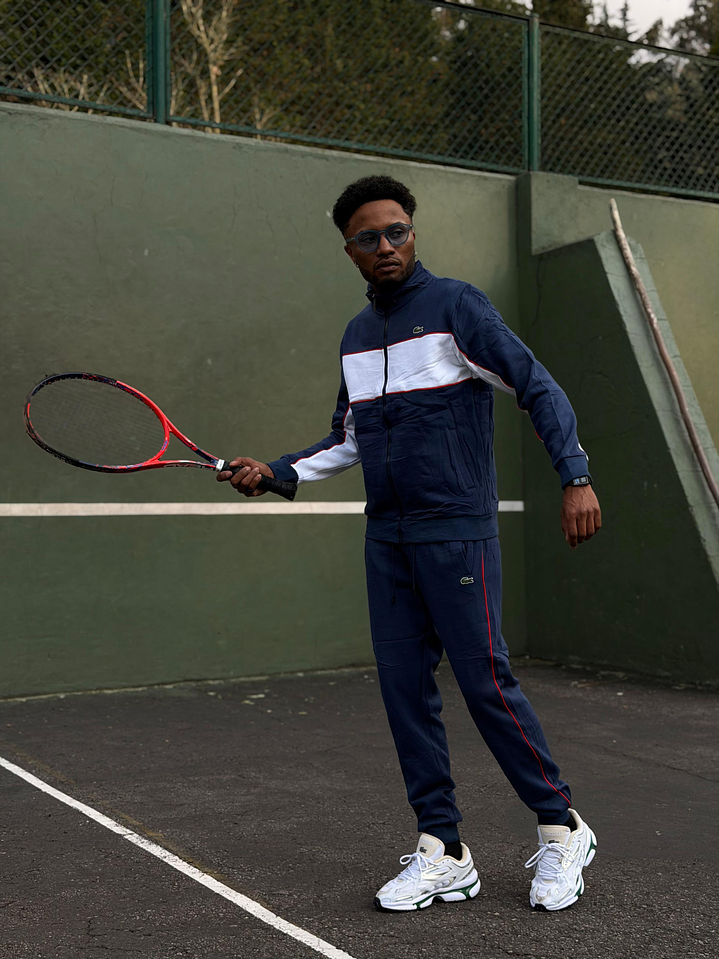 SUDADERA LACOSTE AZUL CON BLANCO 2