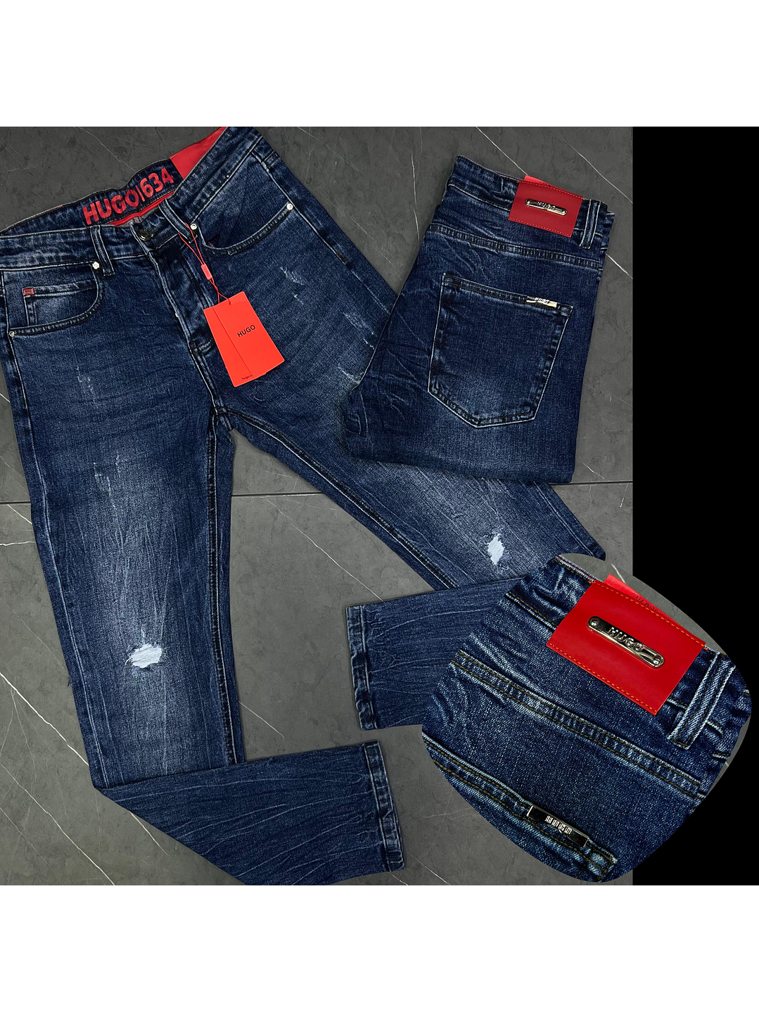 JEAN HUGO BOSS AZUL CON ROTURA EN RODILLA 1