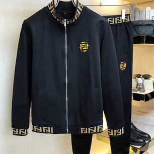 SUDADERA FENDI NEGRA CON DETALLES AMARILLOS