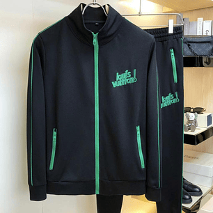 SUDADERA LOUIS VUITTON NEGRA CON DETALLES  VERDES