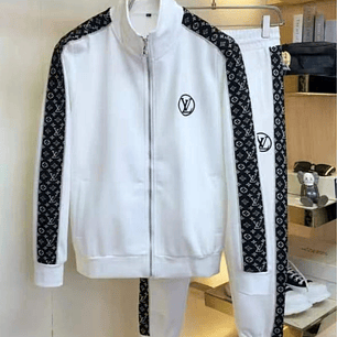 SUDADERA LOUS VUITTON BLANCA CON DETALLES NEGROS