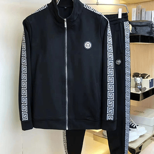 SUDADERA VERSACE NEGRA CON DETALLES BLANCOS