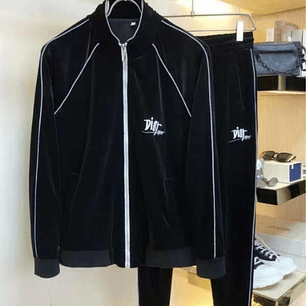 SUDADERA DIOR NEGRA CON DETALLES BLANCOS