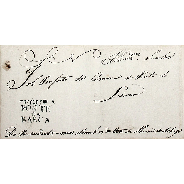 1835 Portugal Carta Pré-Filatélica PTB-S1 «SEGURA / PONTE DA BARCA» Azul