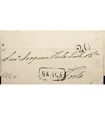1842 Portugal Carta Pré-filatélica BRG 5 «BRAGA» Azul