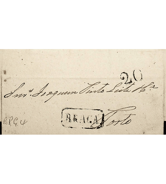 1842 Portugal Carta Pré-filatélica BRG 5 «BRAGA» Azul